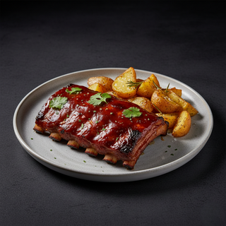 Coaste de porc BBQ cu cartofi aurii