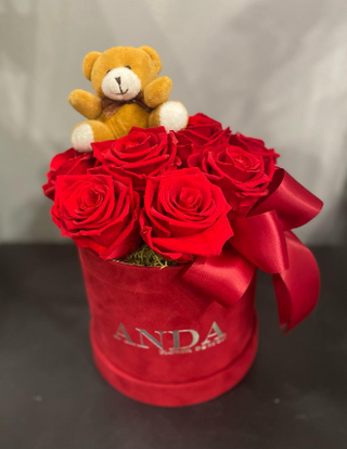 Flower box 9 ruža + medo 