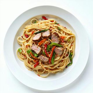 170. Spaghetti di soia con maiale e verdure piccante