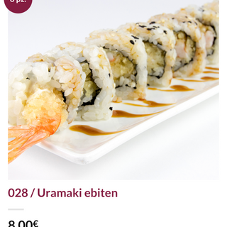 Uramaki Ebiten(gamberi fritti e avocado)（寿司炸虾3个）