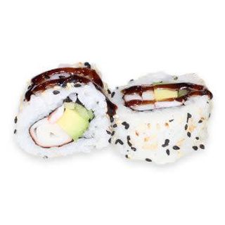 28 Cali Roll Langostino, Aguacate, Pe, Cangrejo Y Salsa Teriyaki  (8 Pzs.)
