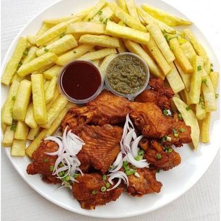 Grilled Peppered Wings With Yam Fries