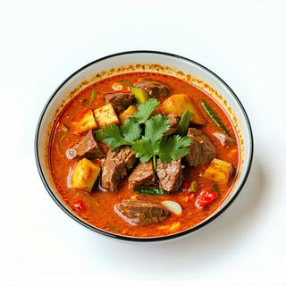 Curry Rojo Solomillo De Ternera Con Verduras Y Albahaca