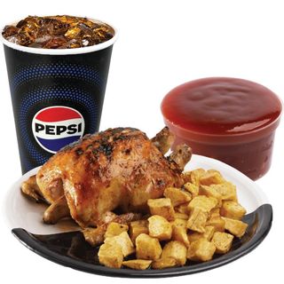 Menù 1/2 Pollo allo Spiedo + Bibita + Salsa + Contorno