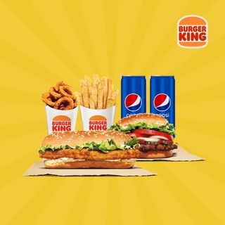 1 long chicken + 1 whopper + 6 onion rings + 1 petite frite + 2 Pepsi