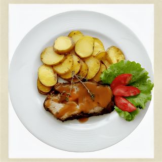 Шпикован врат с печен сос