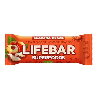 Baton z orzechami brazylijskimi i guaraną raw bezglutenowy BIO 47 g - Lifefood