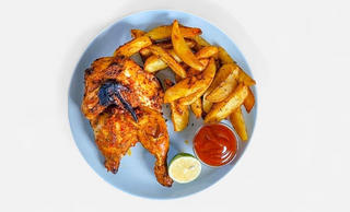 Grilled chicken with French fries