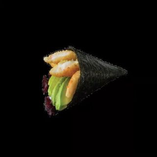 70E. Temaki pollo frito crujiente con mango (2 pzs.)