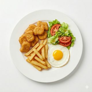 Plato De Nuggets Con Patatas Y Ensalada