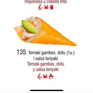 135. Gamba aguacate salsa teriyaki 