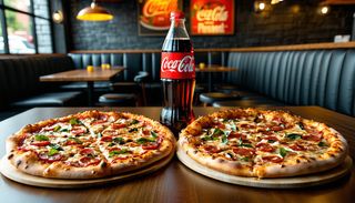 2 Pizzas Grandes (32 Cm.) + Patatas (2 Uds.) + Coca Cola (1.25 Lt.)