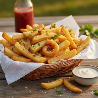 Домашни пържени картофки със сирене