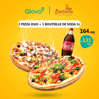 2 Pizzas duo + 1 bouteille de soda coca cola 1L