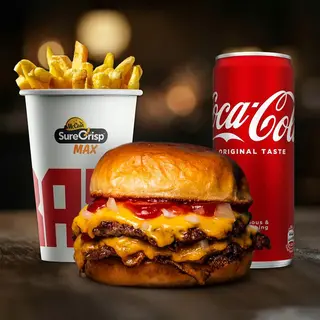 Original double + pomfrit + Coca cola 0.33l