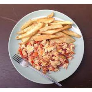 Fried Potato with Egg Sauce