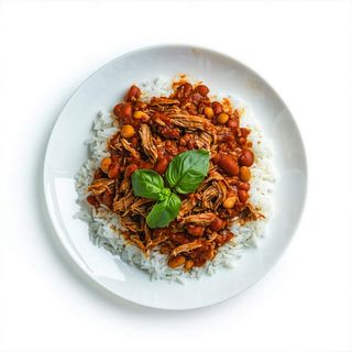 Carne Desmenuzada Con Gallopinto Y Tajadas
