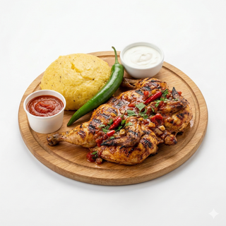 Cocoșel pe plită cu mămăliguță