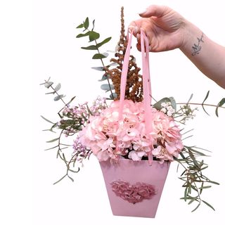 Cajita con Hortensia y verdes variados