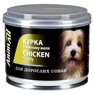 Анімал вологий корм д/собак КУРКА в ніжному желе 195г