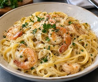 Tagliatelle Aux Crevettes Sauce Blanche