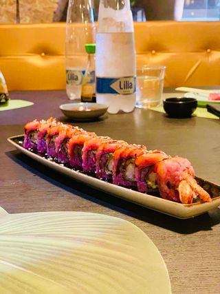 Uramaki pink tiger roll