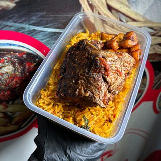 Native rice with peppered croaker 