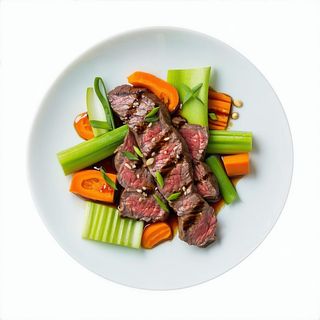 Manzo con verdure alla piastra