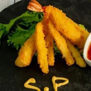 Tempura Mix de Verduras y Gambas con salsa