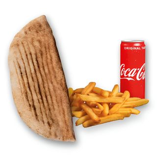 Rollo Kebab z serem (średnie), frytki, Coca Cola 0.33l