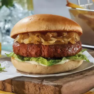 Hamburguesa heura 100x100 vegana lechuga,tomate y cebolla