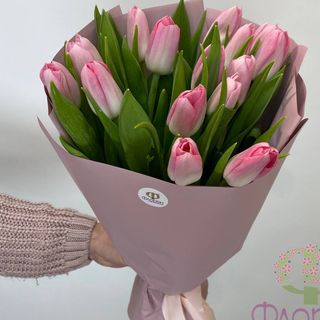Bukiet z różowym tulipanem 19szt.