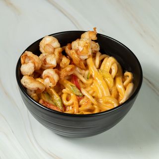 ლაფშა ნაღებით და კრევეტით