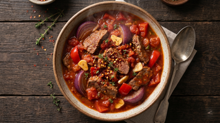 Spice beef - mușchi de vită în sos picant cu roșii și legume