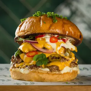 "Lemon-chilly" triple smash burger️️