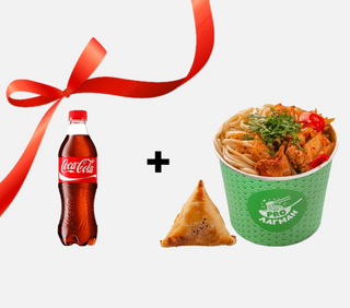 Лагман с курицей , самса + компот 0,5