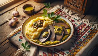 Ficăței de pui cu mămăligă si mujdei