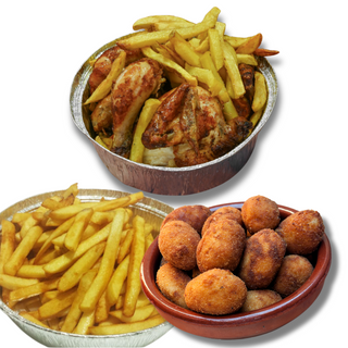 Oferta Pollo Asado, Croquetas de pollo y patatas