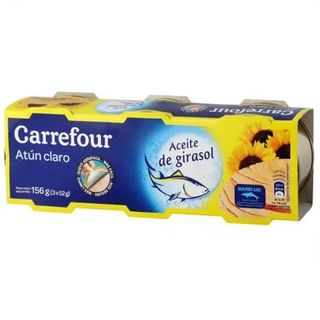 Atún Claro En Aceite Girasol Carrefour Pack 3 Latas 52 G