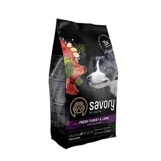 Savory Dog Adult medium breed rich in Fresh Turkey & Lamb 3kg