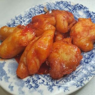 Gambas Con Plátano Frito