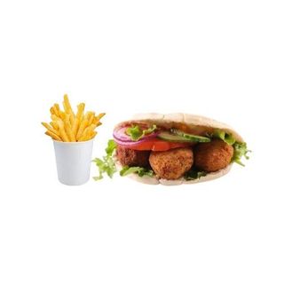 Pita Kebab Vegetal Con Falafel, Queso Y Patatas