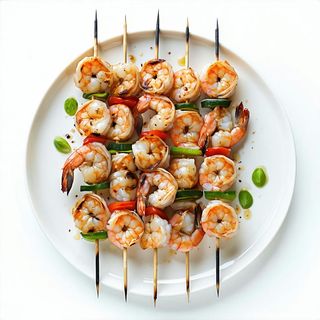 Spiedini di gamberi alla griglia