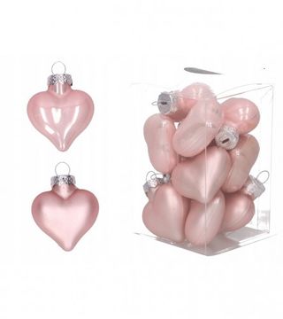 (209323) Ukras za jelku stakleni srce 40mm puder roza 12/1 124343