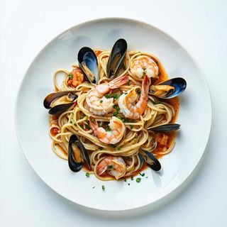 Spaghetti orientali con frutti di mare