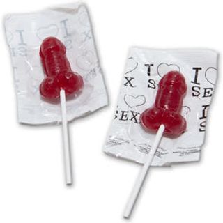 x1 Piruleta con forma de pene sabor a cereza/fresa comestible
