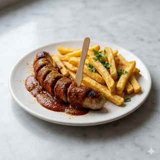 Currywurst Con Papas Fritas