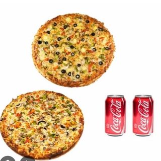 2 Pizza / Patata / 2 cola lata 