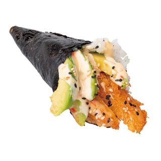 Temaki de tempura de gamba con aguacate (1u)