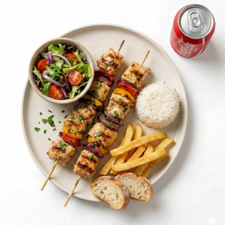 Menú brochetas de pollo 2 uds.